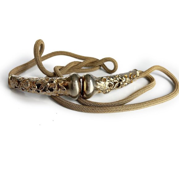 Morris Moskowitz Belt Floral Art Nouveau Metal Buckle Rare Retro Vintage - Picture 2 of 10